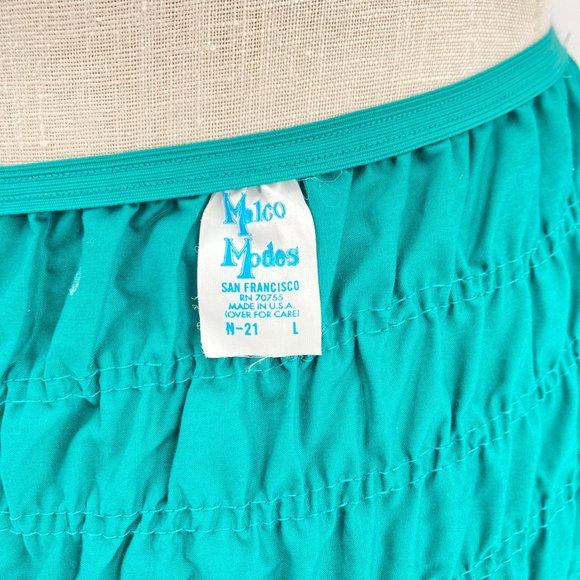 Vintage 1970s Teal Ruched Lace Ruffled Bloomers Size Large Malco Modes - Picture 7 of 7